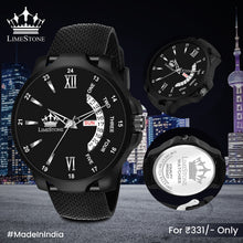 Load image into Gallery viewer, LIMESTONE  LS2972 Mesh Strap Day and Date Functions All Black Quartz Analog Watch - For Men
